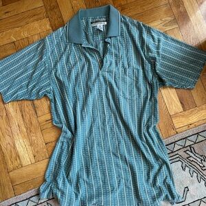 Vintage Golf Classic Teal Striped Men's Polo Shirt